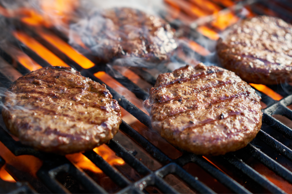 Burgers on grill